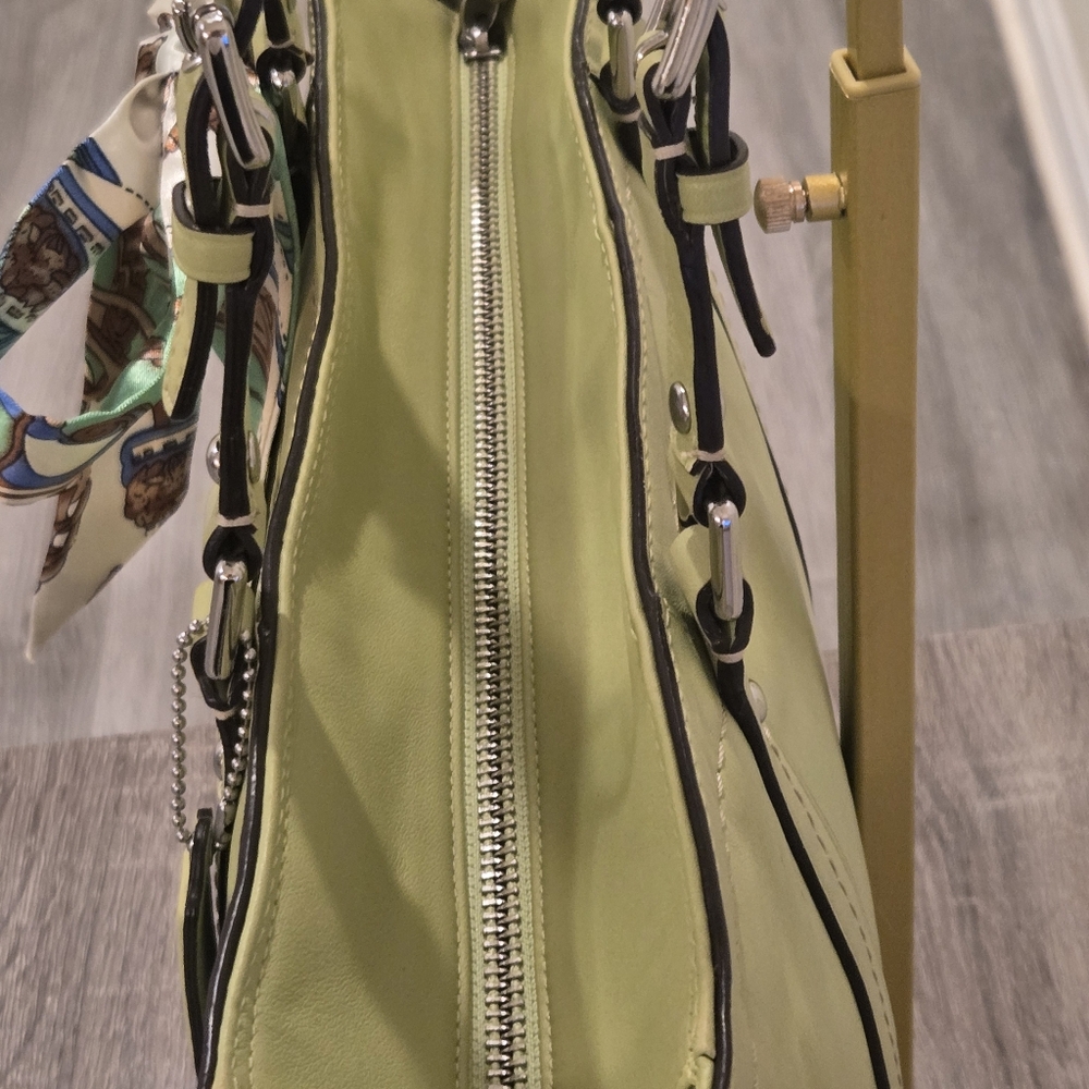Coach Light Green Leather Tote Bag - Picture 5 of 16